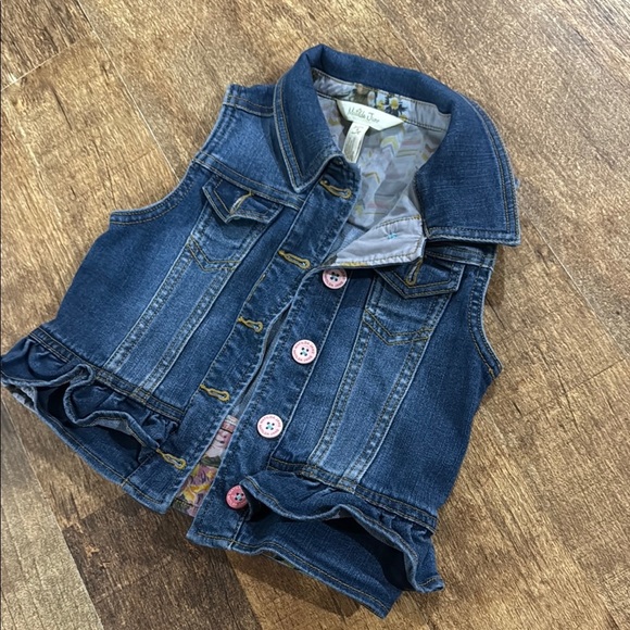 Matilda Jane Blue Denim Vest with Pink Buttons - Picture 2 of 7